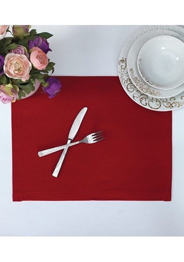 Amerikan Servis Pamuklu Kırmızı Renkli Masa Ve Salon Sunum Supla Kırmızı