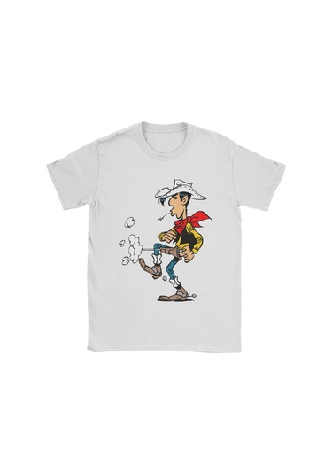 Snapbuyerkekler Şanslı Luke Karikatür Pamuklu Kısa Kollu O Boyun T-shirt 4xl 5xlwhıte WHITE