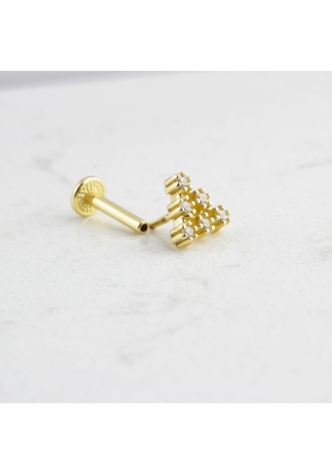 Glorria Altın Piramit Tragus Piercing Altın