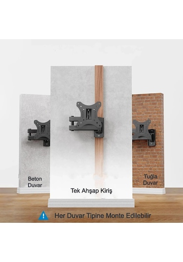 Hareketli Monitör 10-27" Tv Duvar Askı Aparatı 2 Kollu 8kg Taşıma