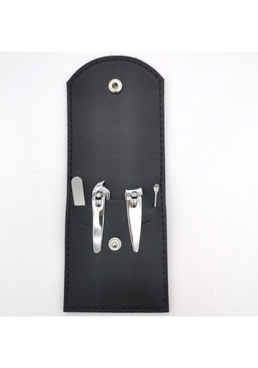 Symbee Stainless Steel Tırnak Kırıcı Seti 4'lü - Eğri Kenar, Yüksek Sertlik Ve Korozyon Direnci İle Pu Malzeme Siyah