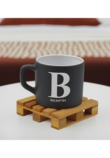 Bk Gift Kişiye Özel İsimli Antrasit Renkli Middle Çay & Kahve Fincanı-3, Arkadaşa Hediye, Sevgiliye Hediye, Doğum Günü Hediyesi Kobitmeyencom32514 Bk