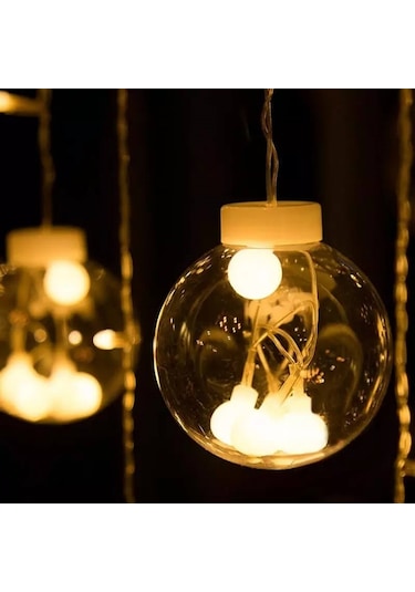 Mobgift Animasyonlu Led Işıklı Eklemeli Ampul Top Perde 3 X 75 Sarı