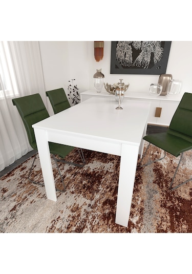 Single  Beyaz Dikdörtgen Yemek Masası 120x80 / Beyaz
