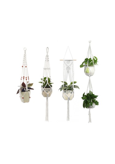 Neevoyu Yüksek Kaliteli Pamuk İpi Bitki Asıcı Seti - Çok Amaçlı, Esnek Dizaynlı, Ev Ve Bahçe Dekoru İçin 4'lü Paket