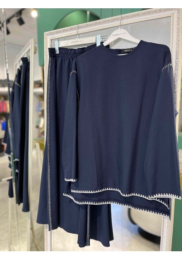 Mıcca Etekli Takım Kenar Nakış Detaylı 251883m - Lacivert - 40 Lacivert