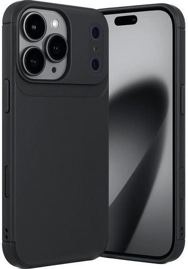 İphone Uyumlu 17 Pro Kılıf Focus Carbon Silikon Kapak Siyah