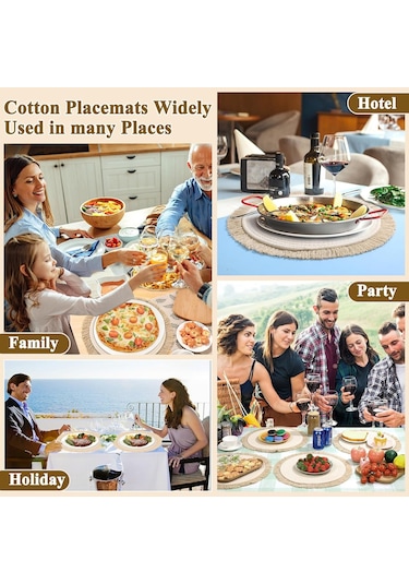 Folinda 4'lü Pamuklu Yıkama Eliyesi Seti - 13 İnç Isı Dayanıklı Masa Dekoru, Kaymazsız Dokulu, Ev Ve Restoran Kullanıma Uygun Bej