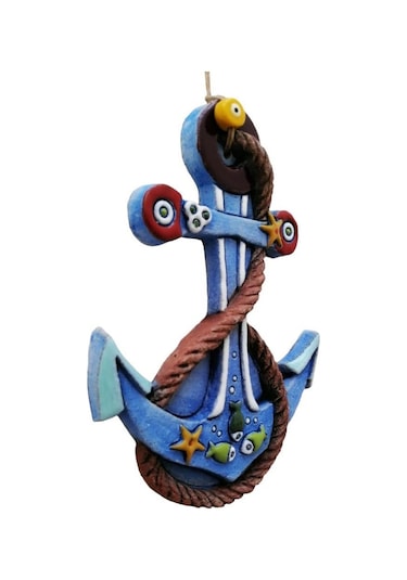 Özel Tasarım Halat Süslemeli Çapa Seramik Dekoratif Duvar Süsü Ev Bahçe Dekorasyon