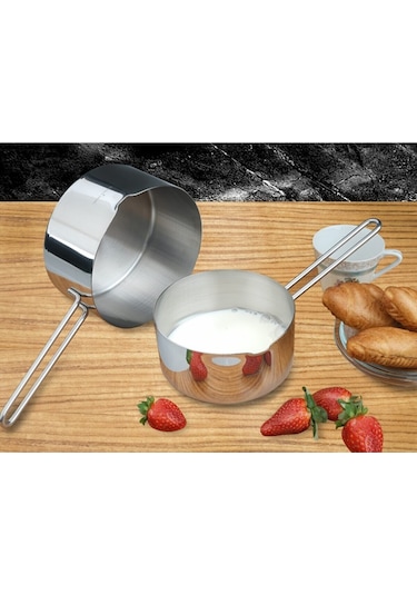 Paslanmaz Çelik Kaçerola Sütlük ve Sosluk 3'lü Set 12-14-16 CM