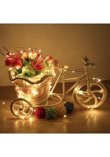 Ximistore9 Usb Kumandalı 8 Modlu Led Işık Askısı 10 Metre Bakır Tel Sıcak Beyaz Noel Halloween Düğün Dekorasyon Işıklı