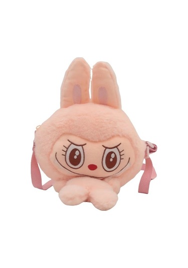 Labubu Karikatür Peluş Kız Çocuk Sevimli Çapraz Mini Çanta Pembe