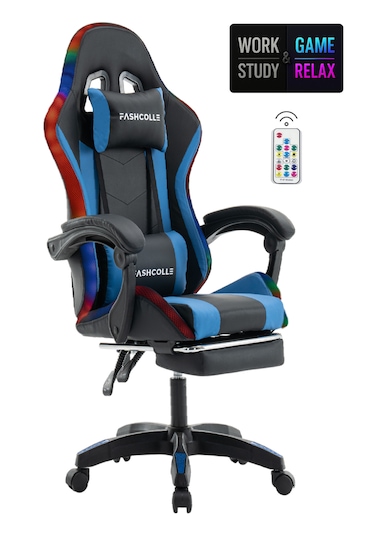 Fashcolle Blue Star Işıklı - Masaj Özellikli Oyuncu Koltuğu Mavi-siyah