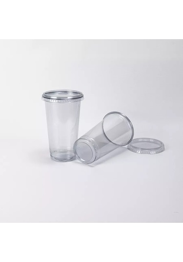 Softhomeplast Tek Kullanımlık Pet Bardak 500 Ml 8'li Paket Düz Kapaklı 223932609 Beyaz