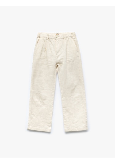 Koton Beli Lastikli Düğmeli Keten Karışımlı Pamuklu Basic Pantolon Ekru 5skb40001tw Ekru Koton Beli Lastikli Düğmeli Keten Karışımlı Pamuklu Basic Pantolon Ekru 5skb40001tw Ekru