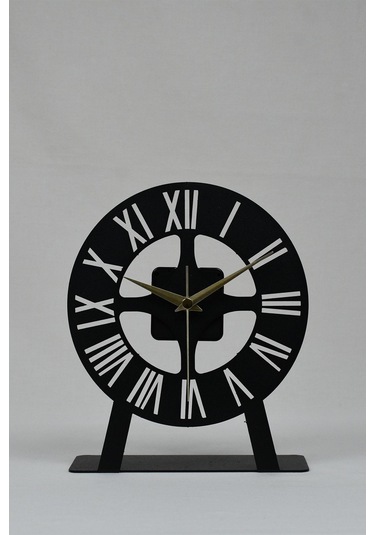 Roma Model Metal Lazer Kesim Akar Sessiz Mekanizmalı Masa Saati Siyah