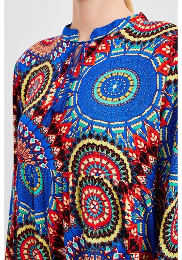 Bigdart 1627 Yaka Bağcıklı Tesettür Elbise - A.saks 001