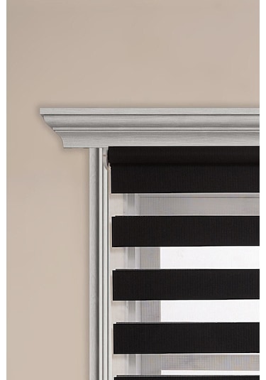 Kidmex Siyah Bambu Stor Zebra Perde Etek Dilimsiz