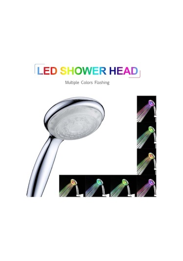Led Işıklı Duş Başlığı Rgb Renkli Su Akışı İle Çalışır, 31-51 C Sıcaklık Algılama, Renkli Işık Döngüsü Ve Flash Özelliği Gümüş Gümüş
