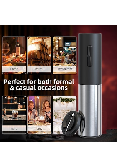 Xindoker Siyah Elektrikli Şarap Açıcı Seti - Yüksek Yoğunluklu Dişli, Type-c Şarjlı, Otomatik İşlevli, Hediyelik Alkollü İçecek Açıcı Takımı Siyah