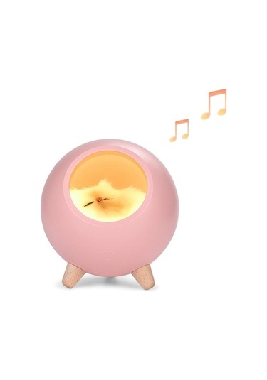 Yeiuyi7 Kedi Ev Şekli Çok Fonksiyonlu Bluetooth Hoparlör Gece Lambası Pembe
