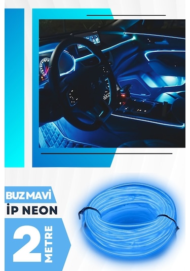 Araç Içi Buz Mavi Neon Ledi Ip Led Torpido Ledi 2 Metre Neon Led