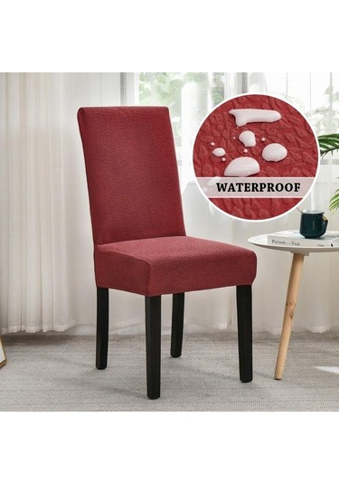 Bordo Streç Su Geçirmez Sandalye Yemek Odası İçin Kapakları Slipcover Kılıf Sandalye Otel Oturma Odası Mutfak Yemek Sandalyesi Kapak