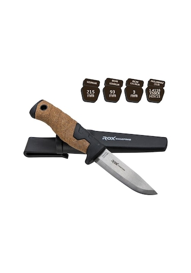 Rox Camping Bushcraft Plus Paslanmaz Çelik Kamp Bıçak Siyah 153camp0322 Siyah