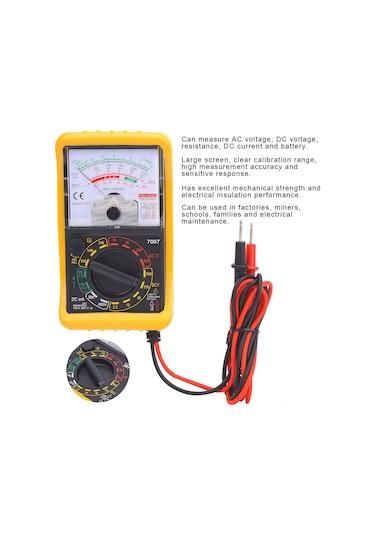 Aubyhe Kt7007 El Tutan Mini Analog Multimetre - Akım, Gerilim Ve Direnc Ölçüm Aracı, Taşınabilir Profesyonel Elektrik Test Aleti