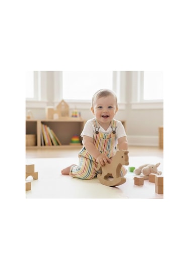 Ahşap Sallanan At Figürü - Montessori Eğitici Oyuncak Ve Dekoratif Obje