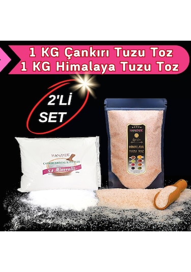 Hanzade Bitkisel Çankırı Tuzu 1 KG + Himalaya Tuzu 1 KG
