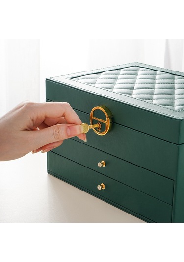 Yystore Üç Katlıbüyük Kapasiteli Mücevher Kutusu Rezidansı Yeşil