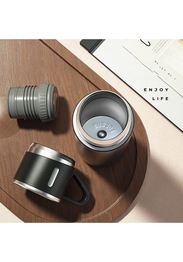 500ml 304 Paslanmaz Çelik Termos Bardak Taşınabilir İş Çay Bardağı, Spec: Hediye Kutusu Seti Pembe