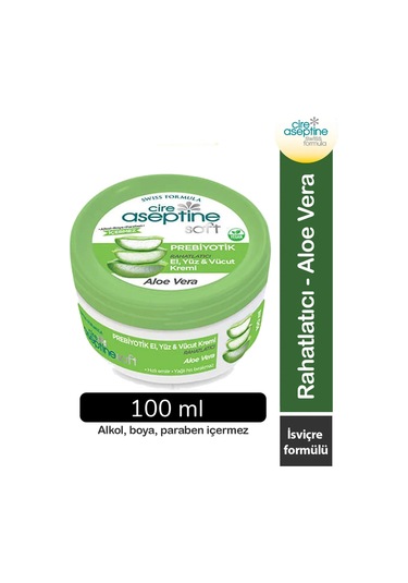 Cire Aseptine Soft Aloe Vera Özlü Yatıştırıcı Besleyici Prebiyotikli Krem 100 Ml