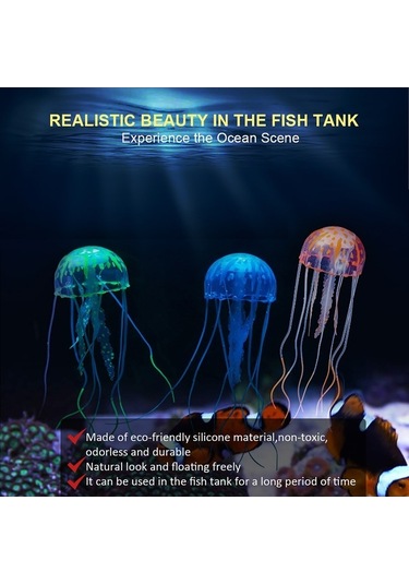 Fortunelane Denizanası Süspansiyonlu Dekorasyon Akvaryum İçin 6 Adet 6 Renkli Süction Cup