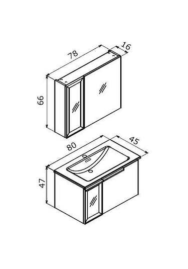 Orka Pure 80 Cm Mat Antrasit Banyo Dolabı Alt Modül Ve Lavabo Navaro/antrasit