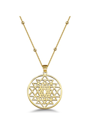 Sri Yantra Gümüş Kolye - Altın Altın