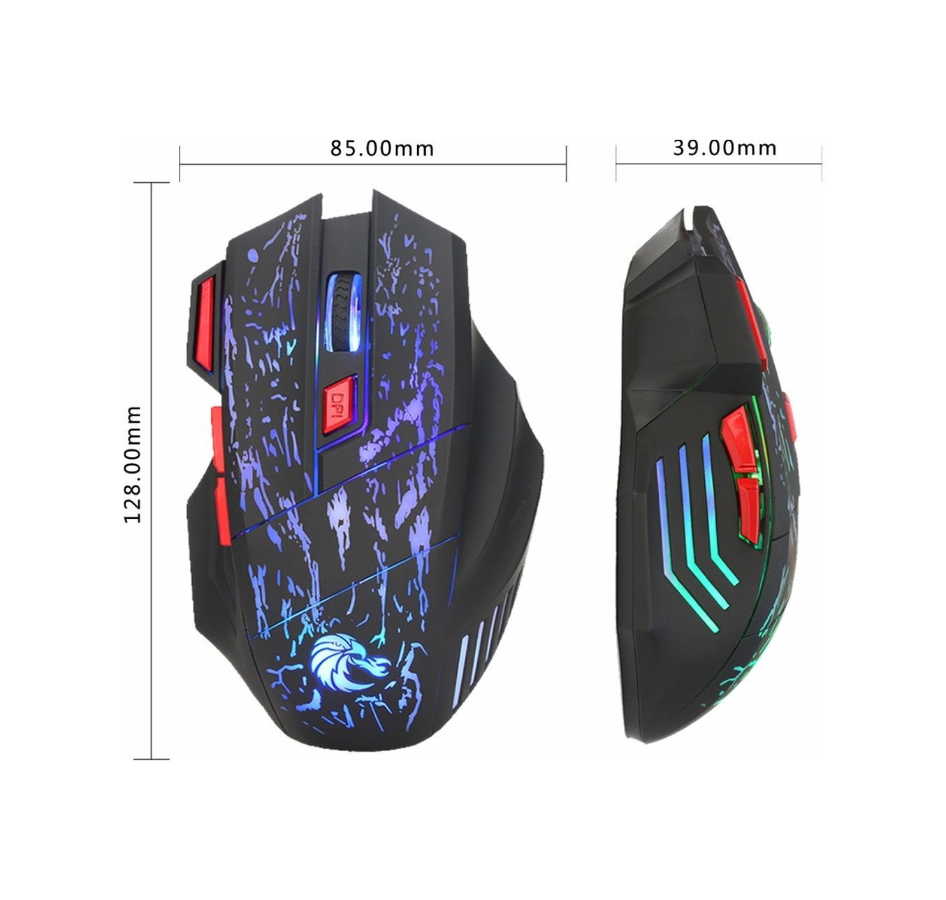 Sones Hxsj H300 7 Tuşlu Akan Su Çatlağı Renkli Işıklı Kablolu Oyun Faresi Diğer