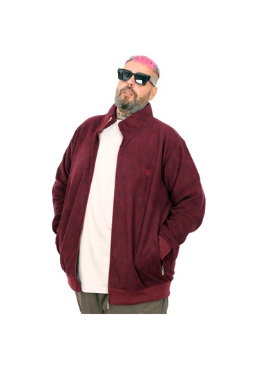 Mode Xl Erkek Büyük Beden Hırka Fermuarlı U24442 Bordo