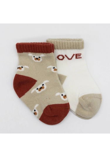 Bistyle Love Dog Penye Soket Çorap 2'li Bs10118 Bej Bej