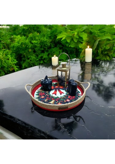 Hasır Sepet, Digital Baskılı Jüt Ip Sepet, Dekoratif Tepsi, Hediyelik Sepet, Hasır Sunum Tepsi