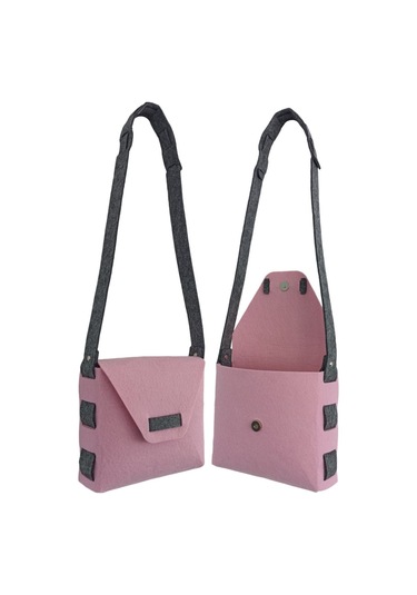 Kız Çocuk Omuz Çantası Keçe Sağlıklı Dikişsiz Etkinlik Günlük Çanta Pembe-gri Pembe