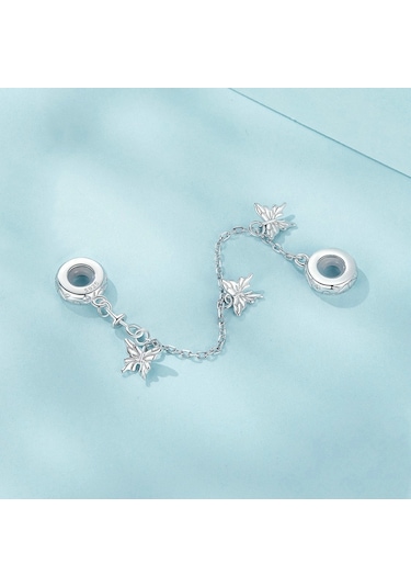 S925 Ayar Gümüş Platin Kaplama Kelebek Emniyet Zinciri Bilezik Boncuk Aksesuarları Scc2829 Çok Renkli