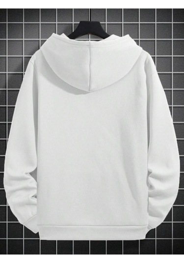 Erkek Boston Baskılı Oversize Kapşonlu Sweatshirt 001