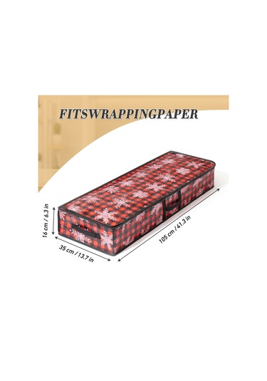 Ruicoo Çift Kullanimlu Noel Ağaçlı Depolama Çanta - Gündelik Tuvalet Kağıdı Tutucu & Noel Dekorasyonu - Kar Tanesi Desenli 103x36x15cm Kırmızı