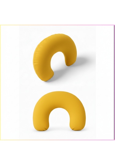 Sarı Polar Araç Boyun Yastığı 35x28 Cm Araba Uçak Otobüs Ev Ve Ofis Seyahat Yolculuk Yastığı Sarı