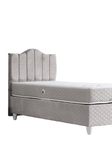 Trend Tek Kişilik Baza Başlık Letto Yatak Seti Gri 100 x 200