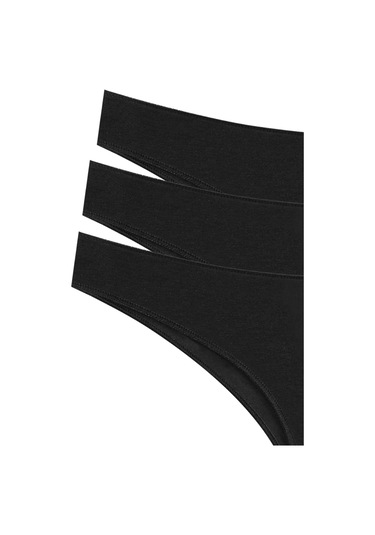 New Lilla 10030 Brazil String İz Yapmaz 3'lü Kadın Külot Siyah