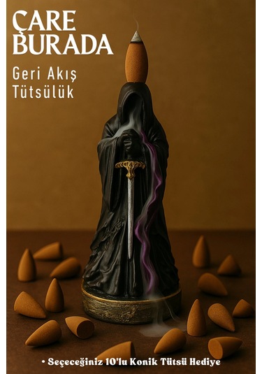 Azrail Geri Akış Tütsülük Seçeceğiniz 10'lu Konik Tütsü Hediye