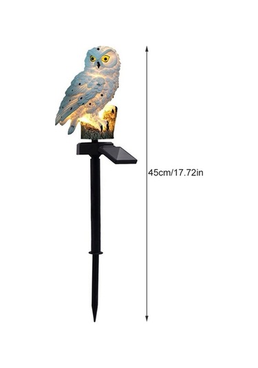 Tongxida Kahverengi Resin Solar猫头鹰 Bahçe Işığı, Otomatik Açık-kapalı, 8-10 Saat Süre, Su Geçirmez, 50000 Saat Ömür, Yeşil Işık